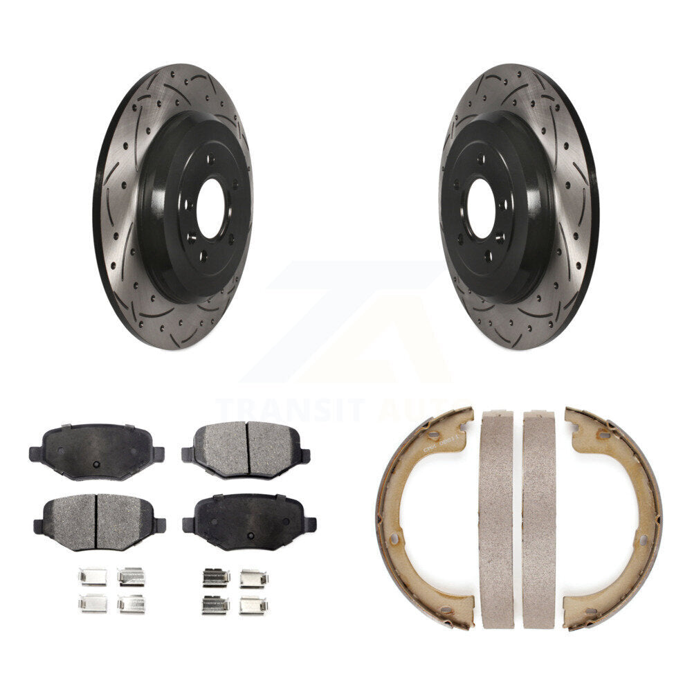 Kit de plaquettes semi-métalliques et de patins de stationnement pour disques arrière percés et fendus