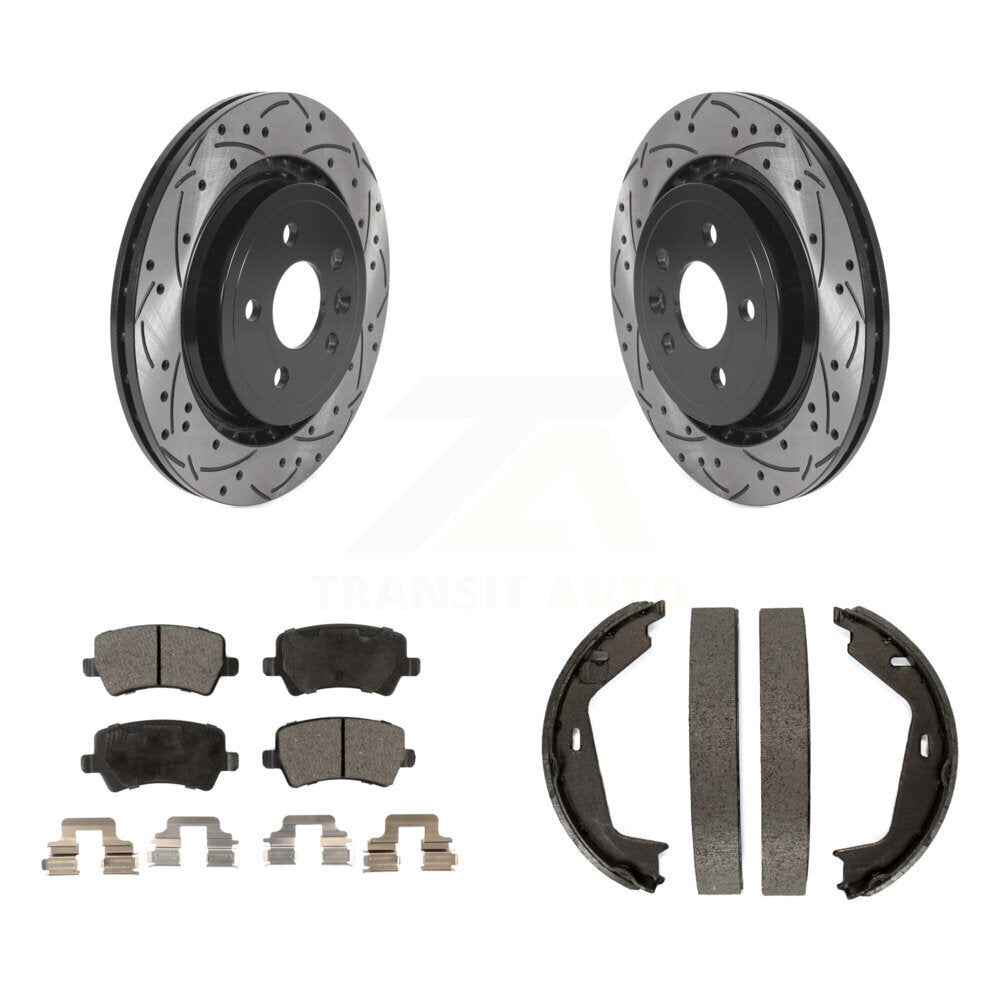 Kit de plaquettes semi-métalliques et de patins de stationnement pour disques arrière percés et fendus