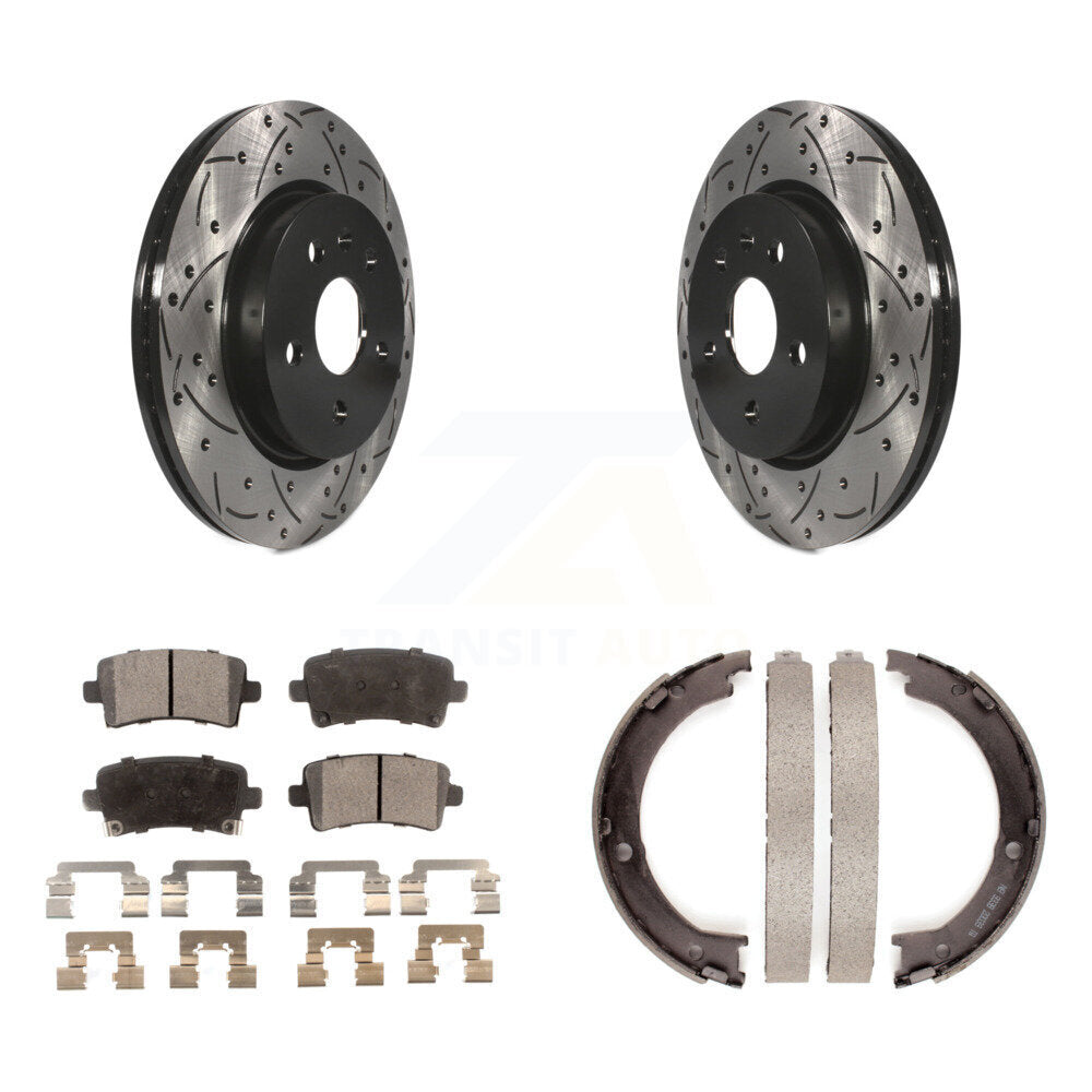 Kit de plaquettes semi-métalliques et de patins de stationnement pour disques arrière percés et fendus