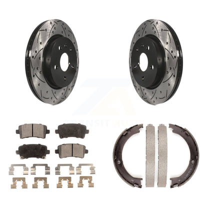Kit de plaquettes semi-métalliques et de patins de stationnement pour disques arrière percés et fendus