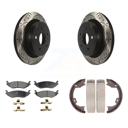 Kit de plaquettes semi-métalliques et de patins de stationnement pour disques arrière percés et fendus