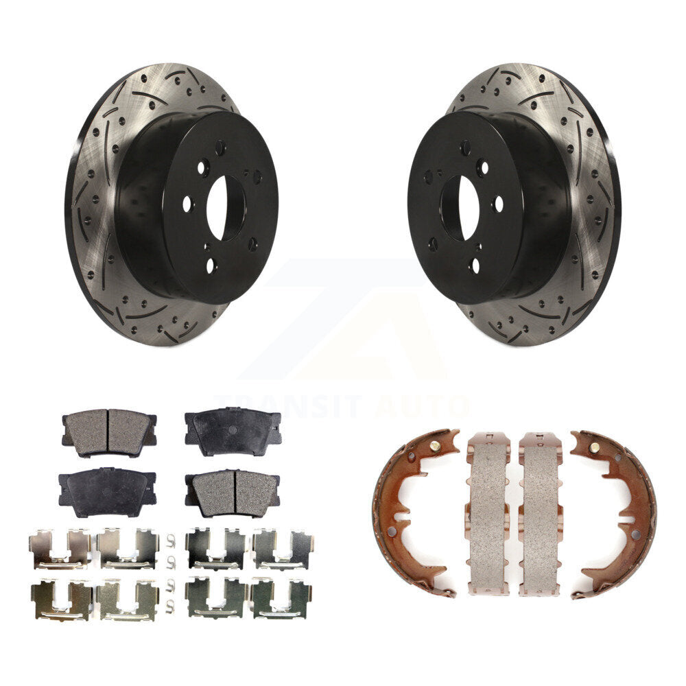 Kit de plaquettes semi-métalliques et de patins de stationnement pour disques arrière percés et fendus