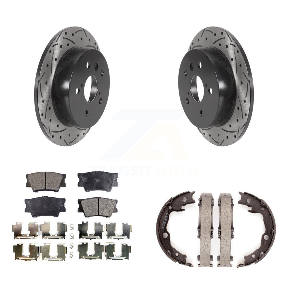 Kit de plaquettes semi-métalliques et de patins de stationnement pour disques arrière percés et fendus