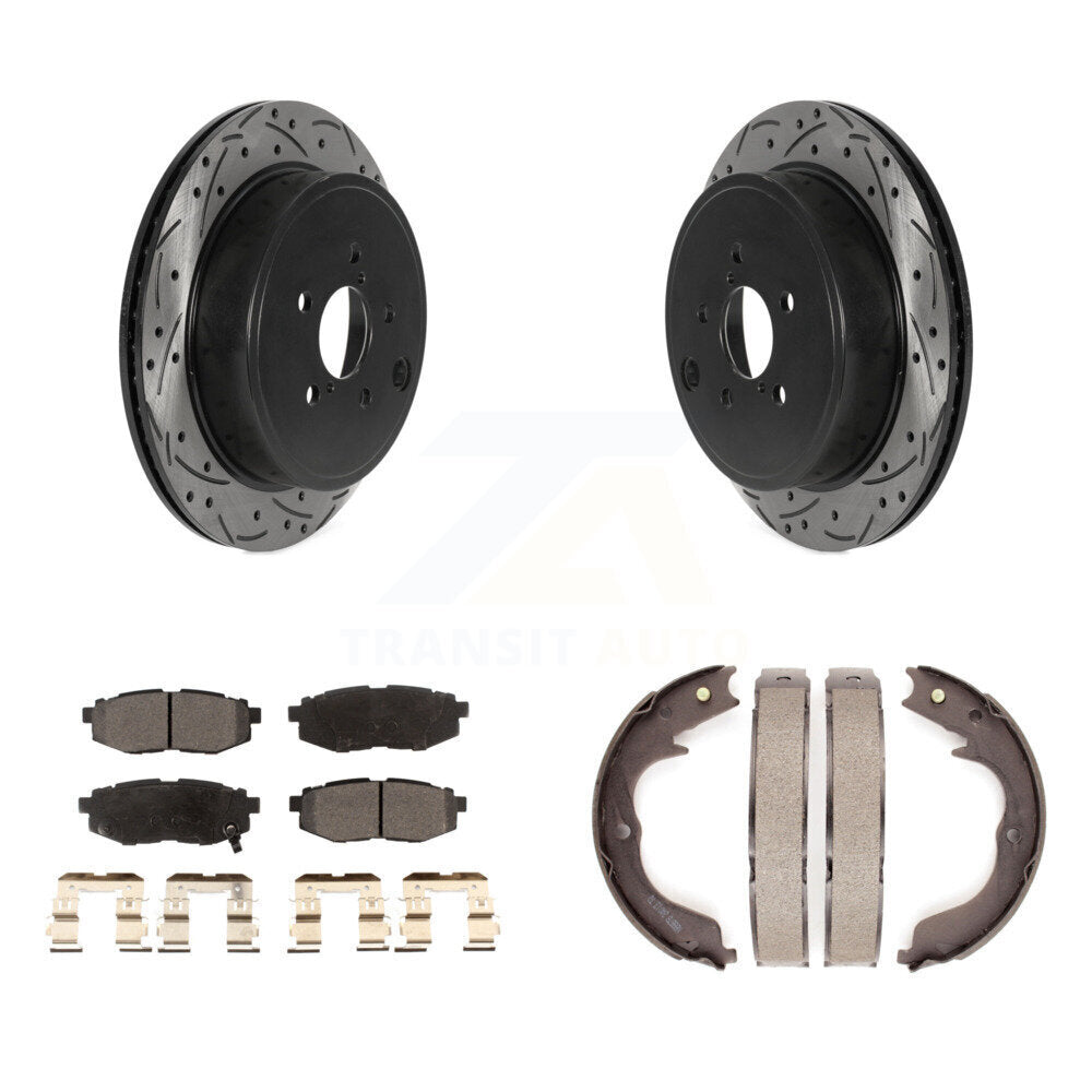 Kit de plaquettes semi-métalliques et de patins de stationnement pour disques arrière percés et fendus
