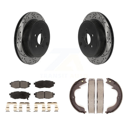 Kit de plaquettes semi-métalliques et de patins de stationnement pour disques arrière percés et fendus
