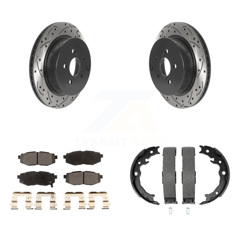 Kit de plaquettes semi-métalliques et de patins de stationnement pour disques arrière percés et fendus