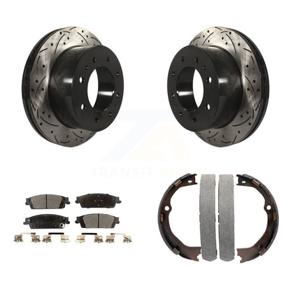 Kit de plaquettes semi-métalliques et de patins de stationnement pour disques arrière percés et fendus