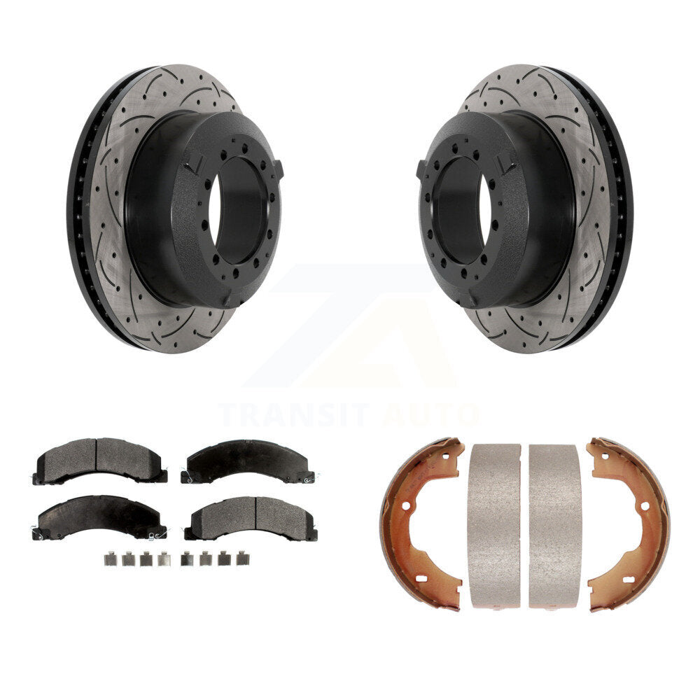 Kit de chaussures de stationnement à disques arrière percés et à fentes, plaquettes semi-métalliques, pour Ram