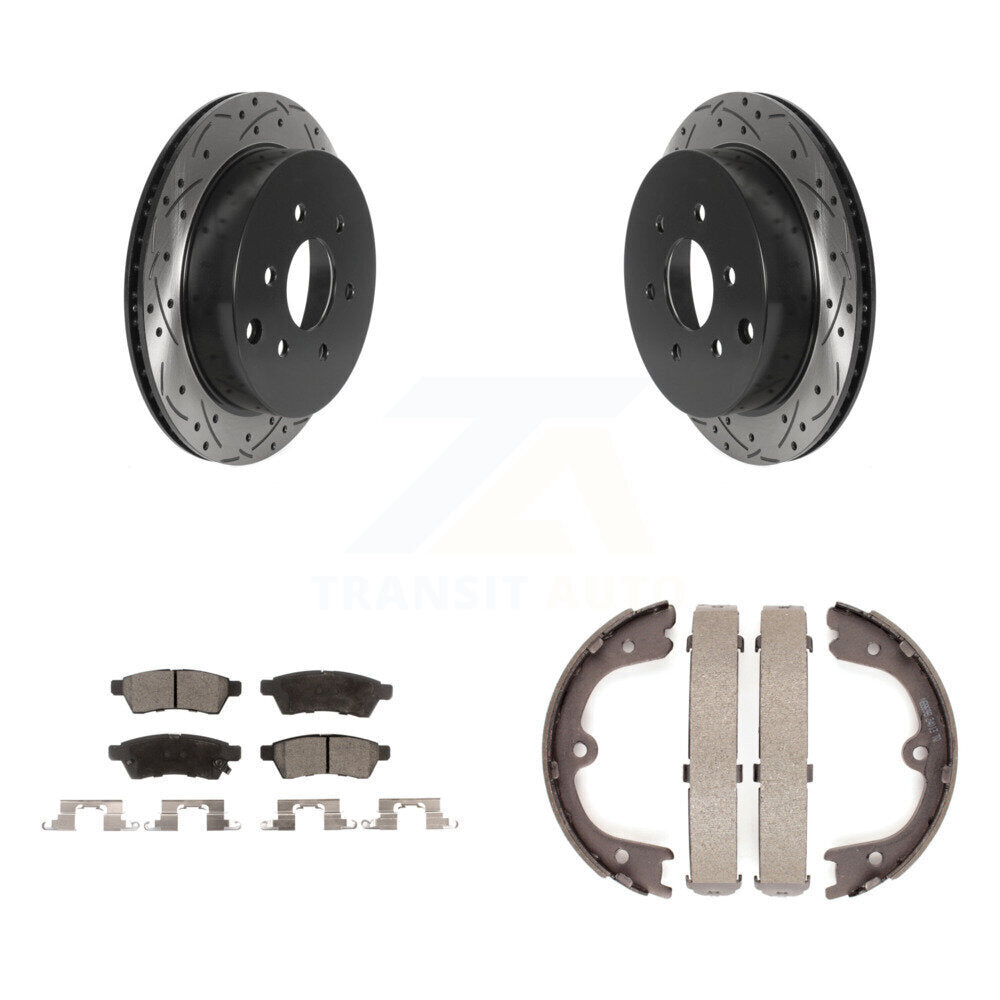 Kit de plaquettes semi-métalliques et de patins de stationnement pour disques arrière percés et fendus