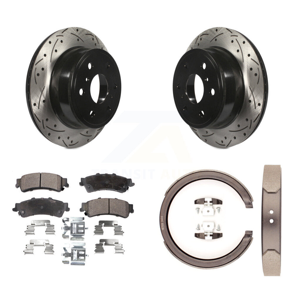 Kit de plaquettes semi-métalliques et de patins de stationnement pour disques arrière percés et fendus