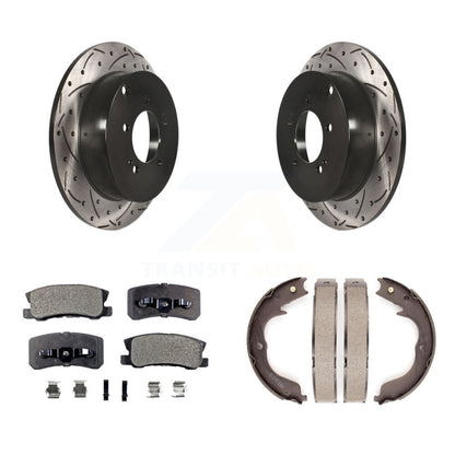 Kit de plaquettes semi-métalliques et de patins de stationnement pour disques arrière percés et fendus