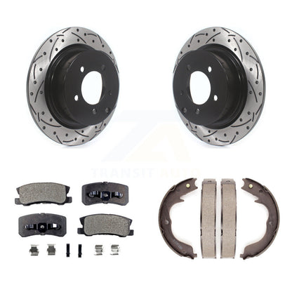 Kit de plaquettes semi-métalliques et de patins de stationnement pour disques arrière percés et fendus