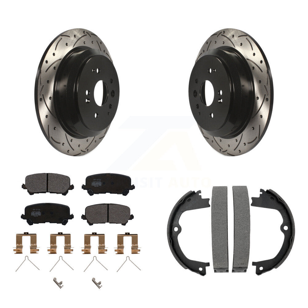 Kit de plaquettes semi-métalliques et de patins de stationnement pour disques arrière percés et fendus