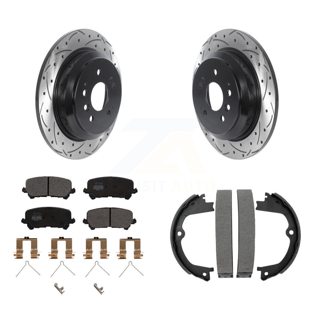 Kit de plaquettes semi-métalliques et de patins de stationnement pour disques arrière percés et fendus