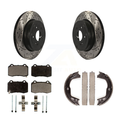 Kit de plaquettes semi-métalliques et de patins de stationnement pour disques arrière percés et fendus