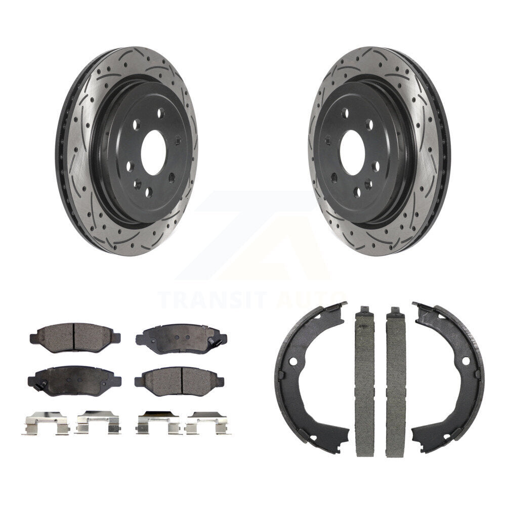 Kit de plaquettes semi-métalliques et de patins de stationnement pour disques arrière percés et fendus