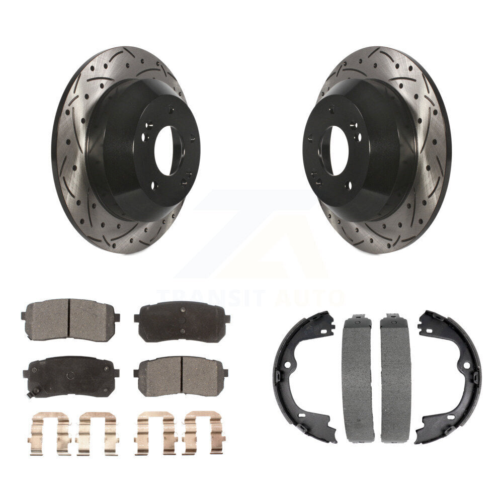 Kit de plaquettes semi-métalliques et de patins de stationnement pour disques arrière percés et fendus
