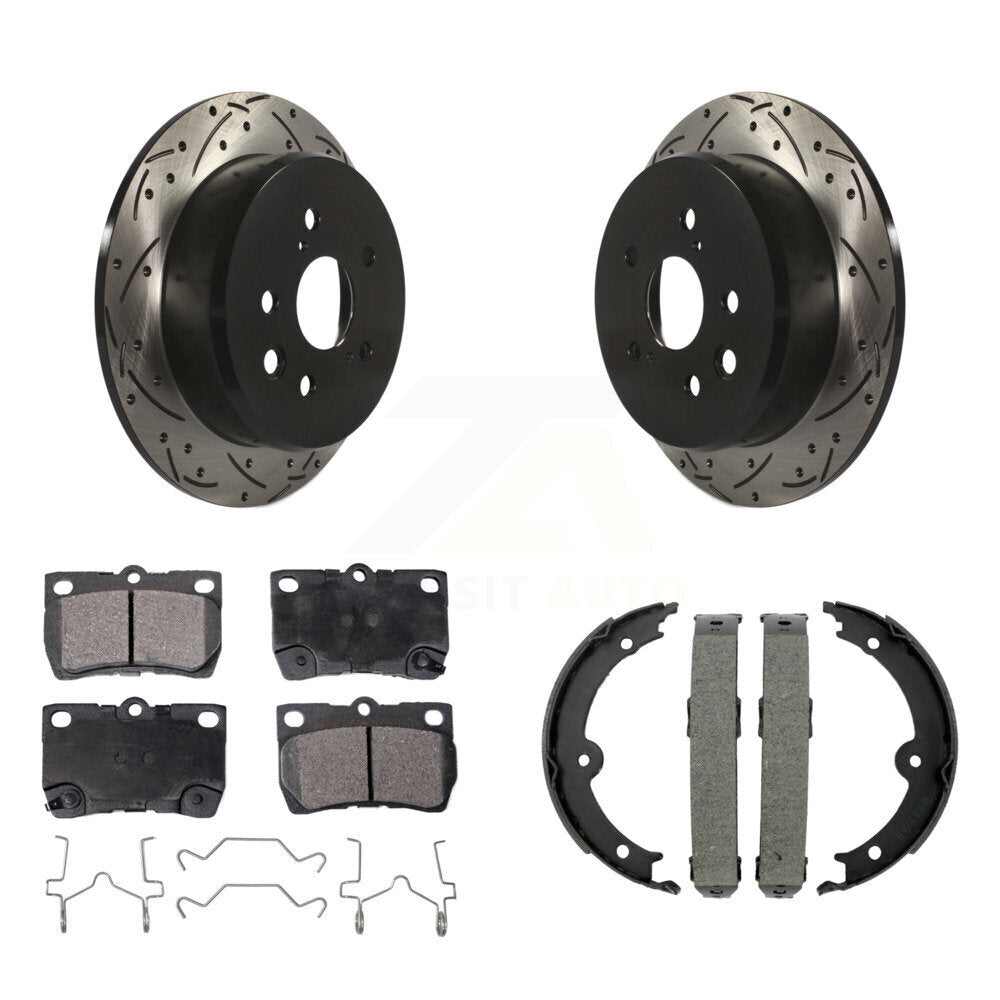 Kit de plaquettes semi-métalliques et de patins de stationnement pour disques arrière percés et fendus