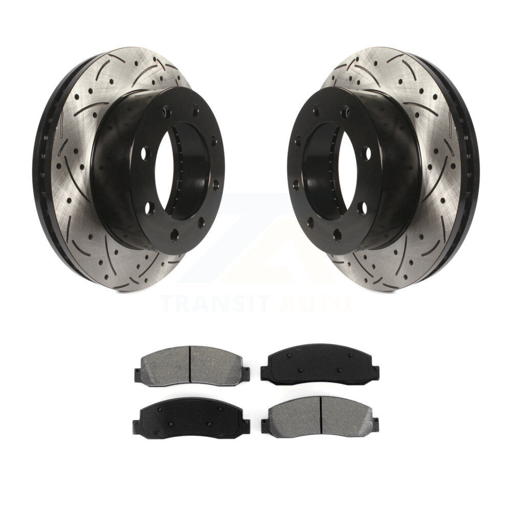 Rotor de frein à fente percée avant et Kit de plaquettes semi-métalliques pour Ford F-250 Super Dut