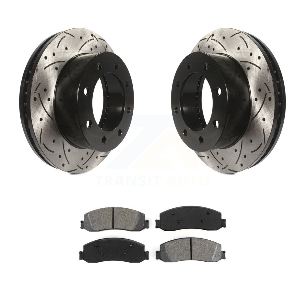 Kit de plaquettes semi-métalliques de Rotor de frein de fente de forage avant pour Ford F-350 Super Duty 4W