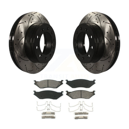 Rotor de frein à fente percée avant et Kit de plaquettes semi-métalliques pour Ford F-450 Super Dut
