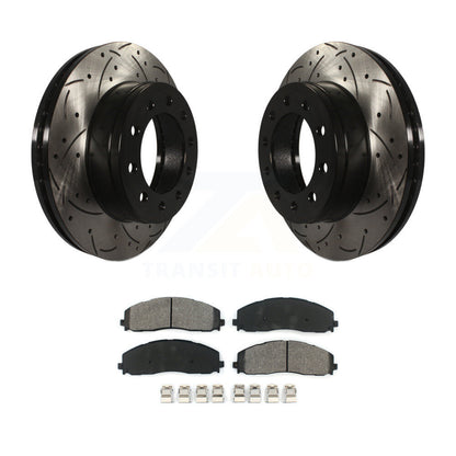Rotor de frein à fente percée avant et Kit de plaquettes semi-métalliques pour Ford F-350 Super Dut