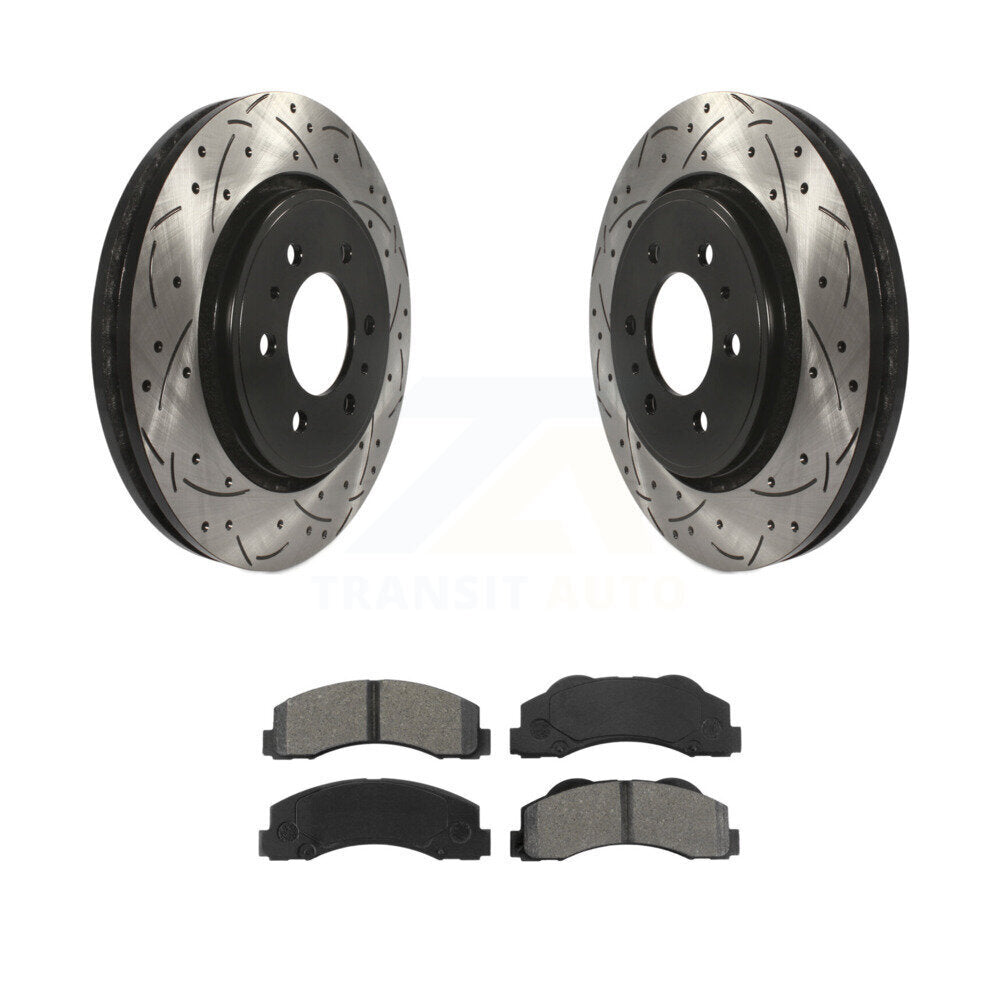 Rotor de frein à fente percée avant et Kit de plaquettes semi-métalliques pour Ford F-150 Expeditio