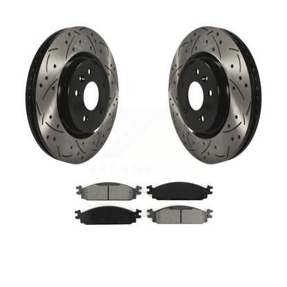 Rotor de frein à fente avant percé et kit de plaquettes semi-métalliques pour Lincoln MK 2009-2010