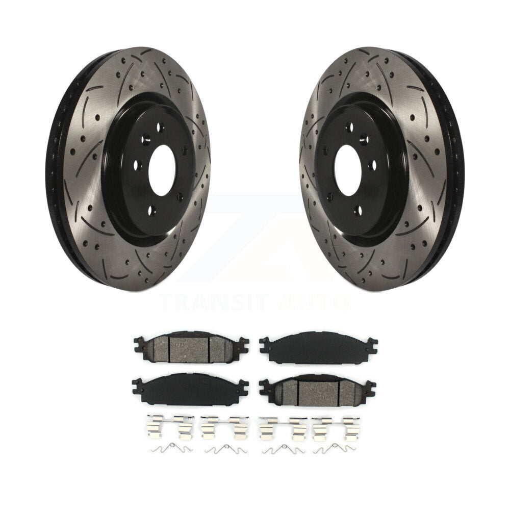 Kit de plaquettes semi-métalliques de Rotor de frein de fente de forage avant pour Ford Explorer Flex Tauru