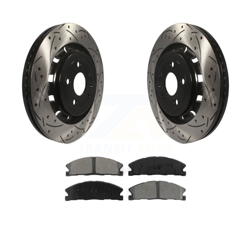 Kit de plaquettes semi-métalliques de Rotor de frein de fente de forage avant pour Ford Explorer Flex Tauru