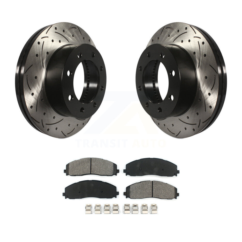 Rotor de frein à fente percée avant et Kit de plaquettes semi-métalliques pour Ford F-350 Super Dut