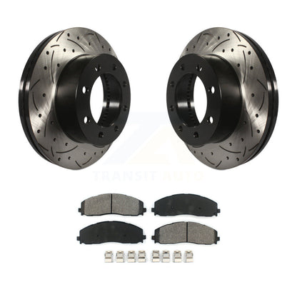 Rotor de frein à fente percée avant et Kit de plaquettes semi-métalliques pour Ford F-350 Super Dut