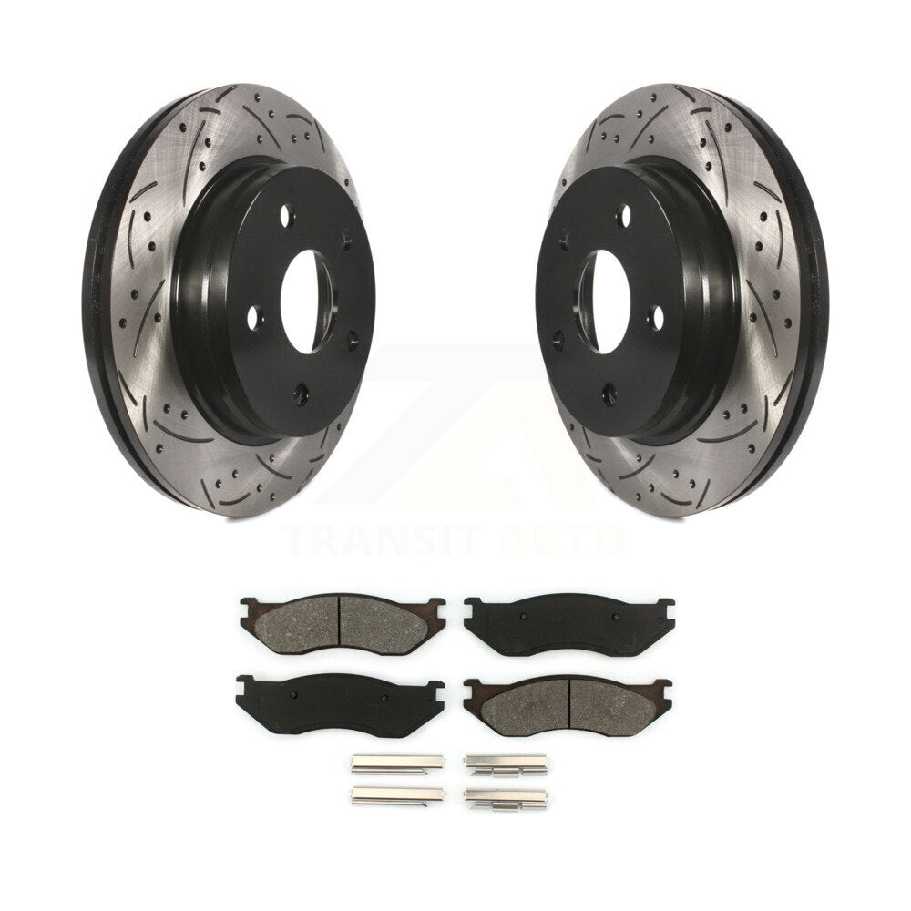 Rotors de frein à fente avant percés, Kit de plaquettes semi-métalliques pour Dodge Ram 1500 Durang
