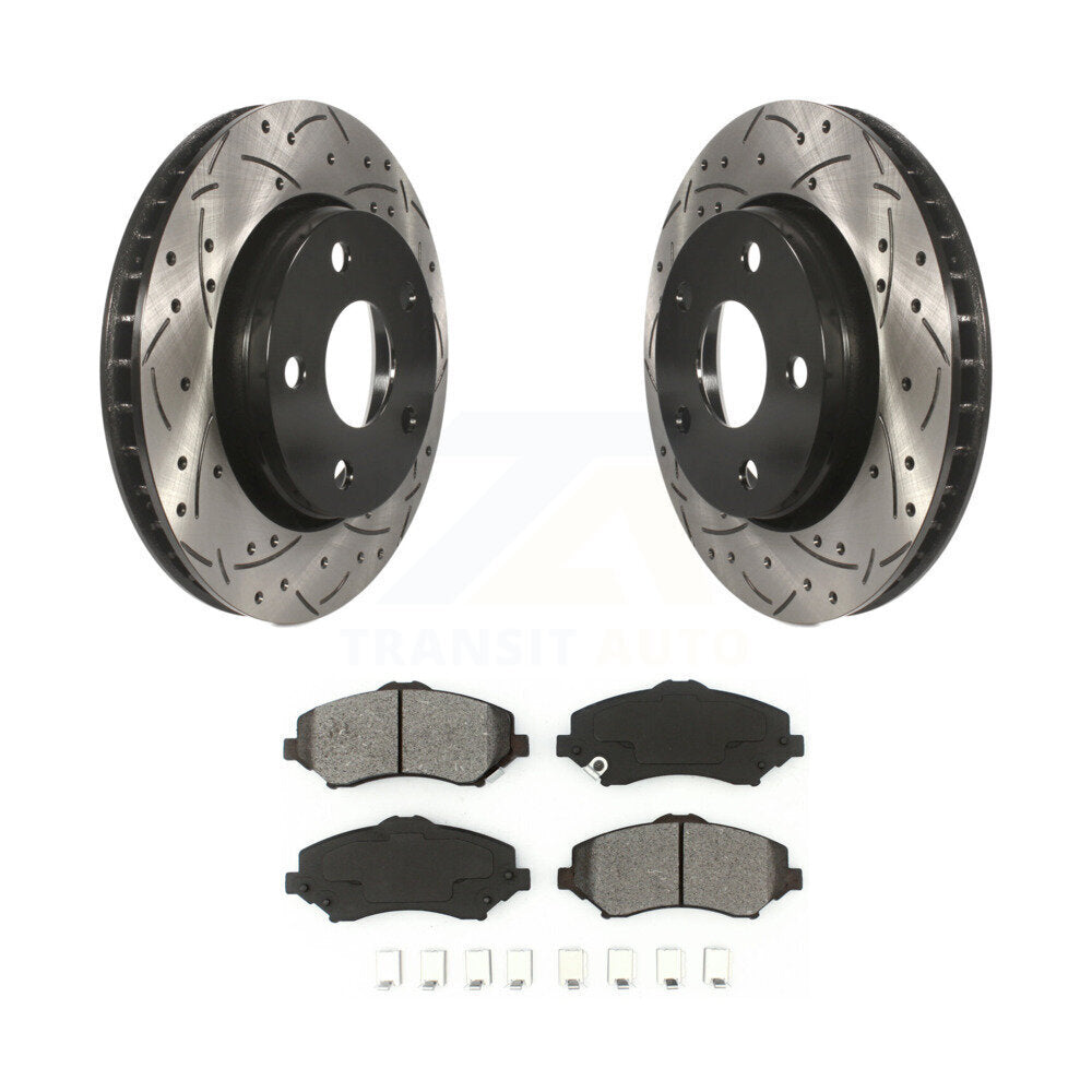 Rotor de frein à disque à fente percée avant et Kit de plaquettes semi-métalliques pour Jeep Wrangler J