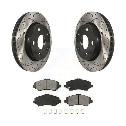 Rotor de frein à disque à fente percée avant et Kit de plaquettes semi-métalliques pour Jeep Wrangler J