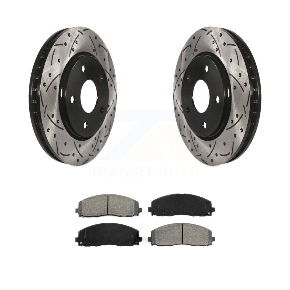 Kit de plaquettes semi-métalliques de rotors de frein à disque de fente de forage avant pour Dodge Grand Carava