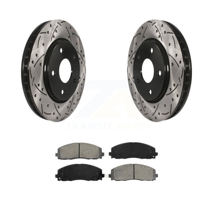 Kit de plaquettes semi-métalliques de rotors de frein à disque de fente de forage avant pour Dodge Grand Carava