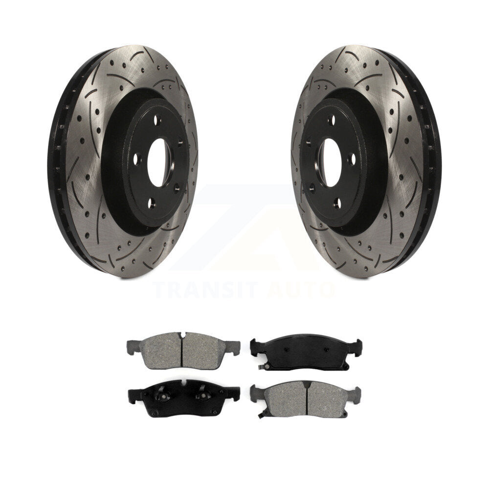 Kit de plaquettes semi-métalliques de Rotor de frein de fente de forage avant pour Jeep Grand Cherokee Dodg