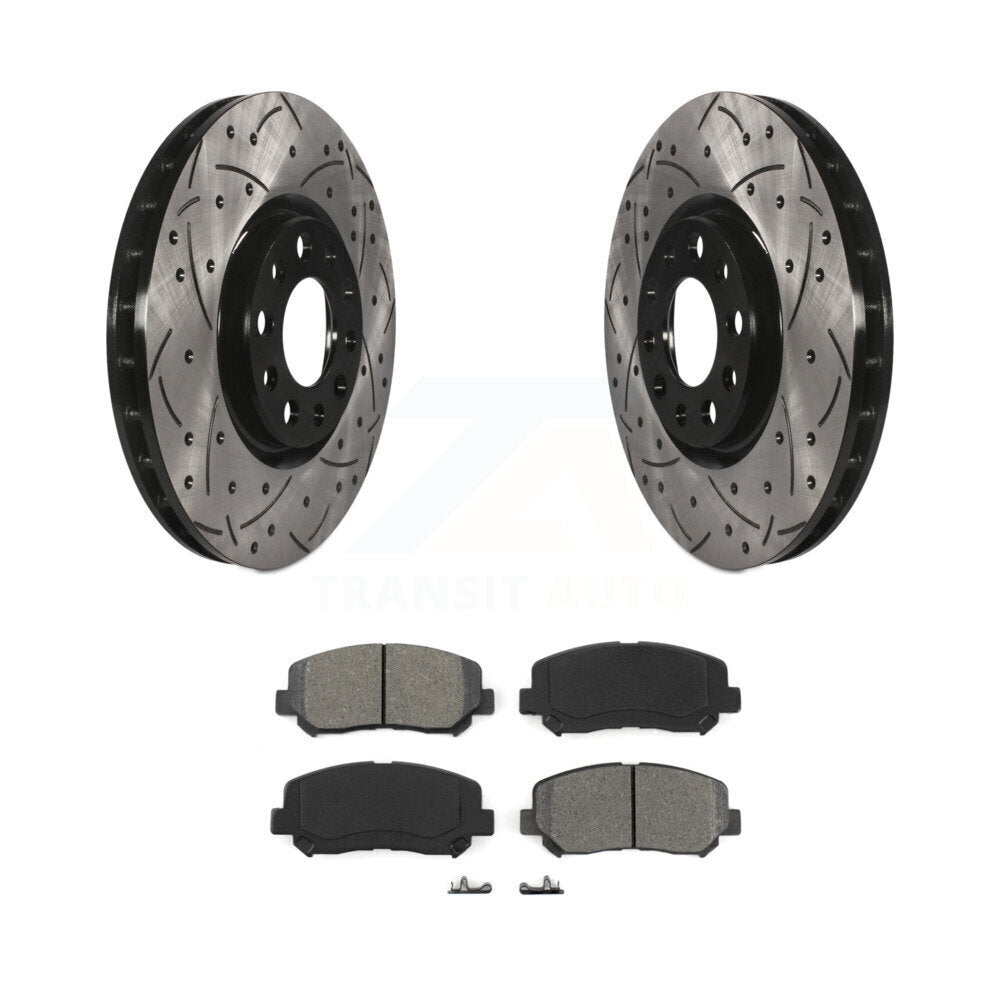 Kit de plaquettes semi-métalliques de Rotor de frein à fente avant percée pour Chrysler 200 Dodge Dar