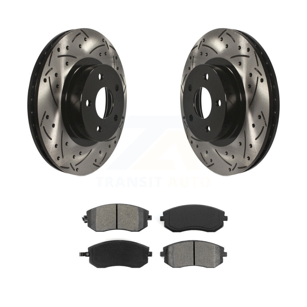 Rotor de frein à fente percée avant et Kit de plaquettes semi-métalliques pour Subaru Impreza Legac