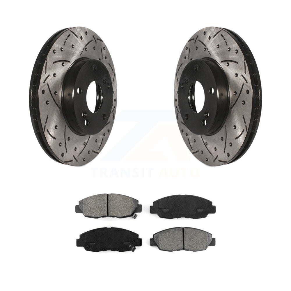 Rotors de frein à disque à fente avant, Kit de plaquettes semi-métalliques pour Honda Civic G 2011