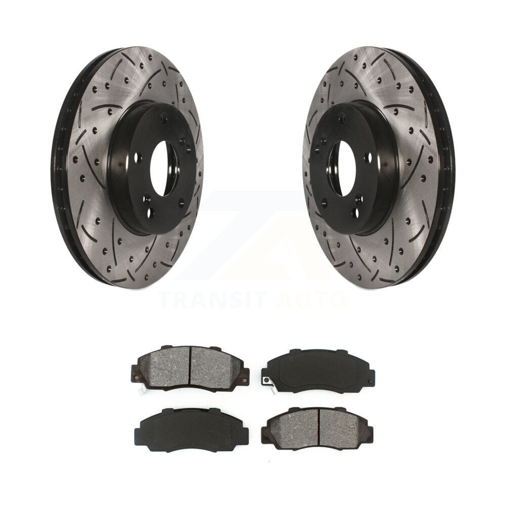 Kit de plaquettes semi-métalliques de Rotor de frein à fente avant percée pour Honda Accord 3.0 98-02