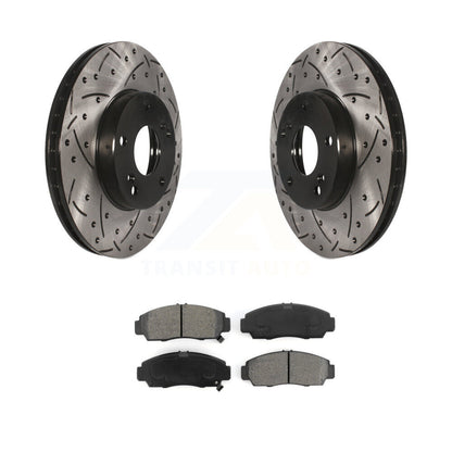 Kit de plaquettes semi-métalliques de Rotors de frein à disque de fente de forage enduit avant pour Honda Accor