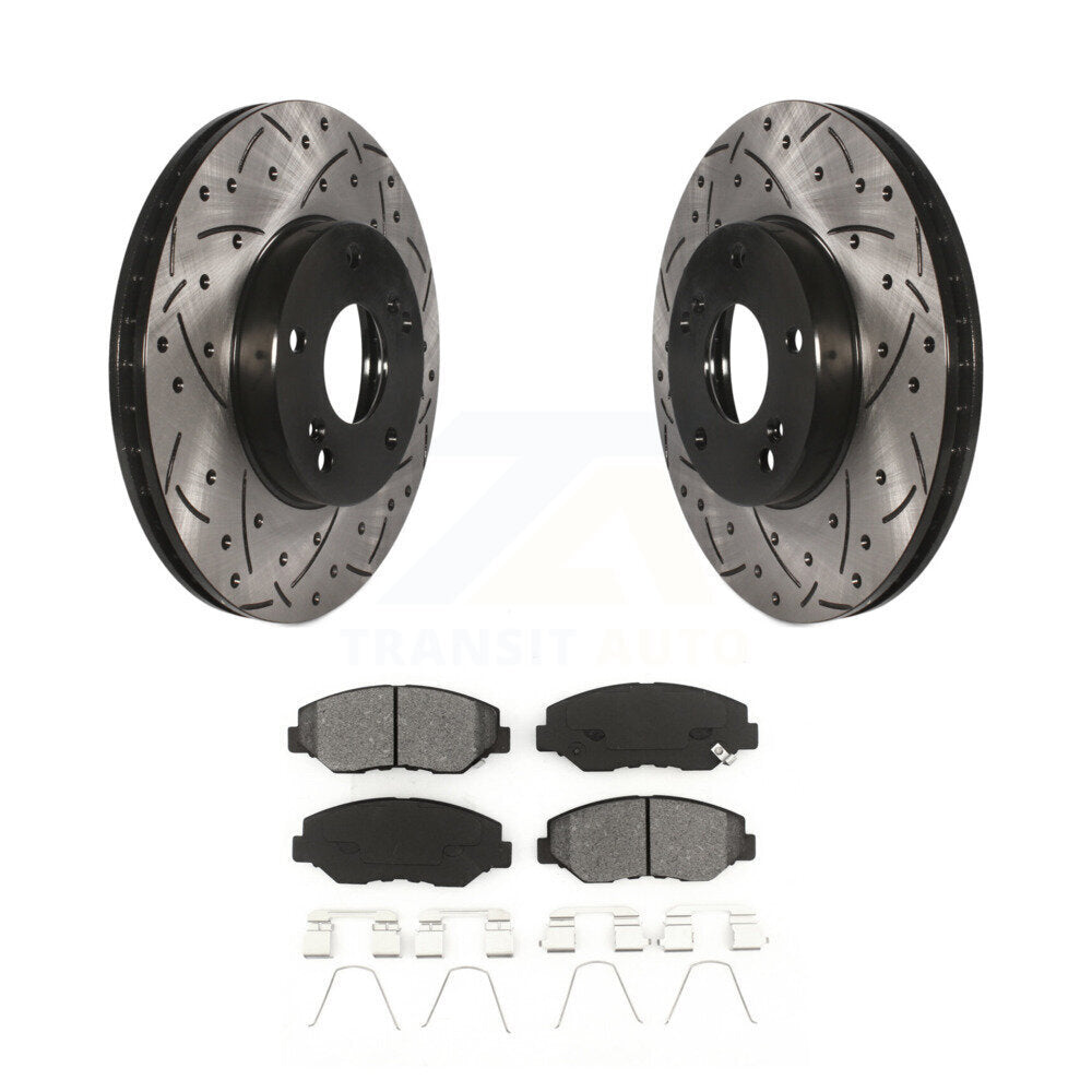 Rotors de frein à fente avant percés, Kit de plaquettes semi-métalliques pour Honda Accord Civic Fi