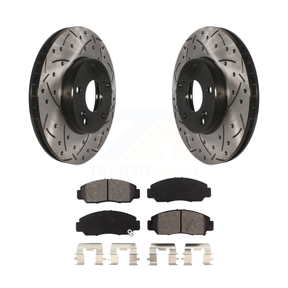 Kit de plaquettes semi-métalliques de Rotors de frein de fente de forage avant pour Honda Civic Accord Acur