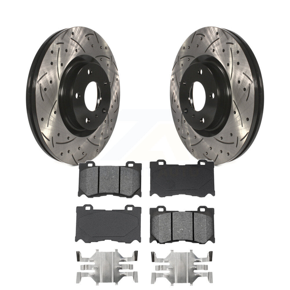 Kit de plaquettes de frein semi-métalliques pour rotors de frein à fente avant percés pour INFINITI G37 AW 09-13