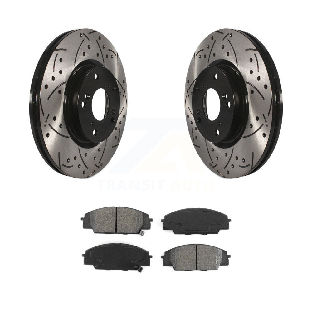 Kit de plaquettes semi-métalliques de Rotor de frein de fente de forage avant pour Honda Civic Acura CSX RS