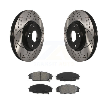 Kit de plaquettes semi-métalliques de Rotor de frein de fente de forage avant pour Honda Civic Acura CSX RS