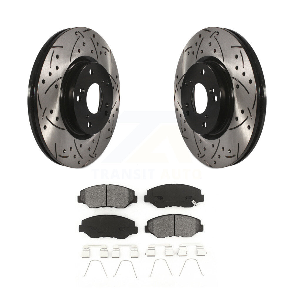 Rotors de frein à fente avant percés, Kit de plaquettes semi-métalliques pour Honda Civic CR-V Acur