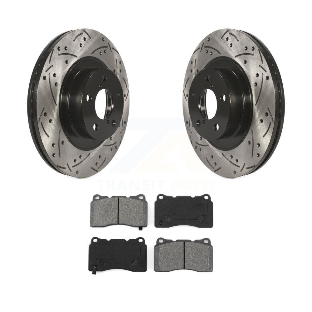 Rotor de frein à disque à fente percée avec revêtement avant et Kit de plaquettes semi-métalliques pour Toyota 8